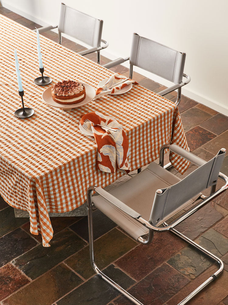 Honey Blue Seersucker Tablecloth by Mosey Me