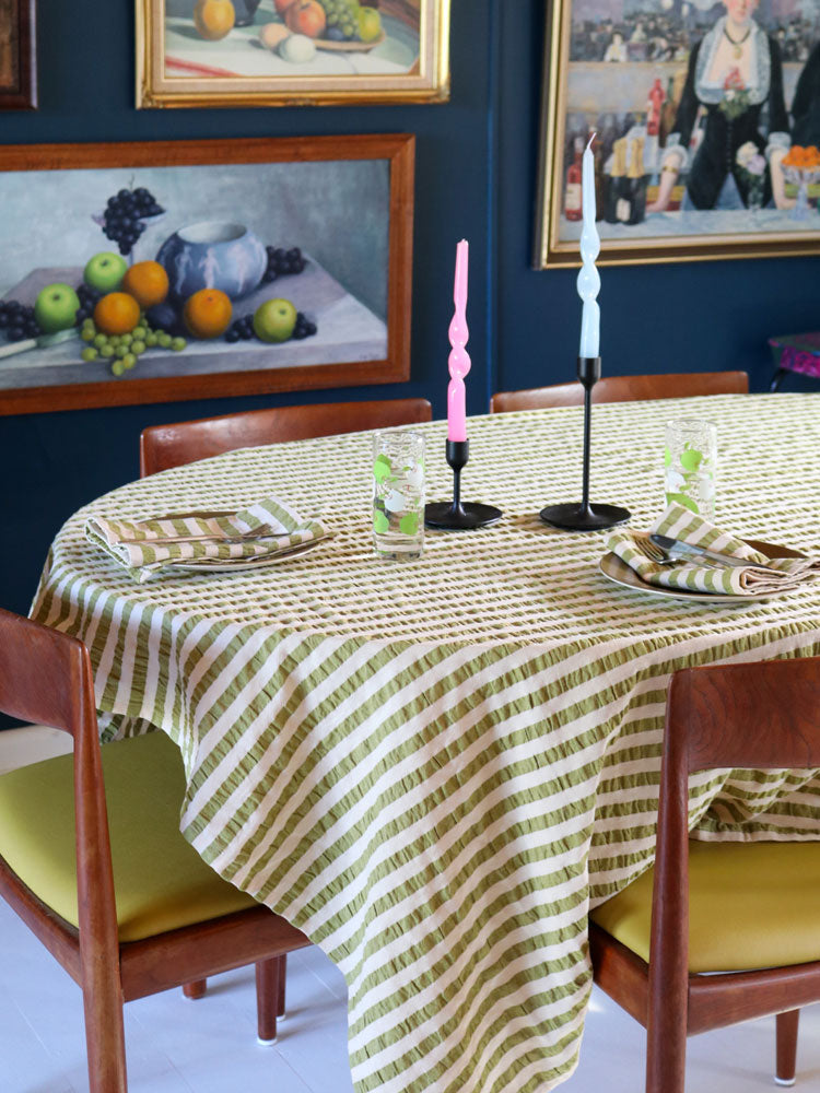 Seersucker Stripe Tablecloth by Mosey Me