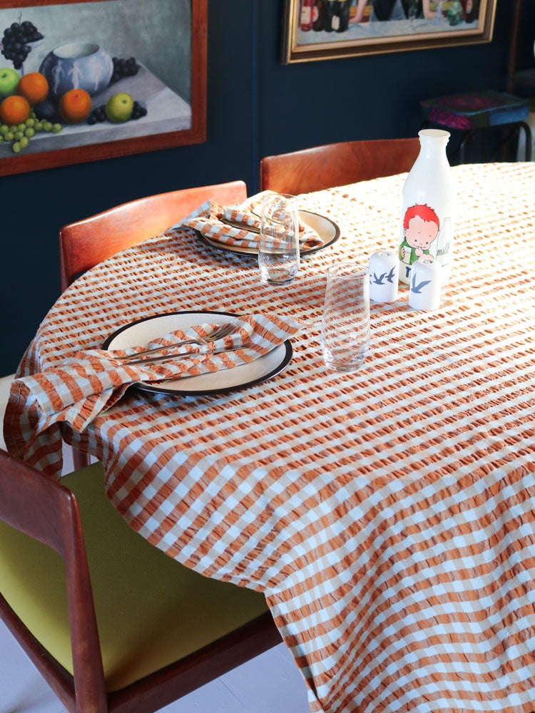 Honey Blue Seersucker Square Tablecloth by Mosey Me