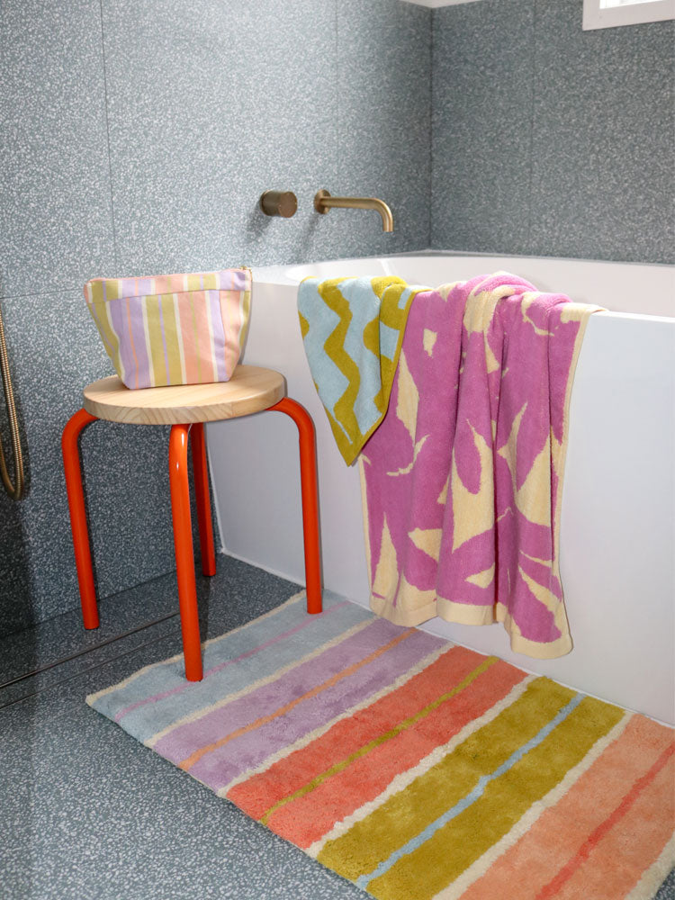 Miami Stripe Cosmetic Case by Mosey Me