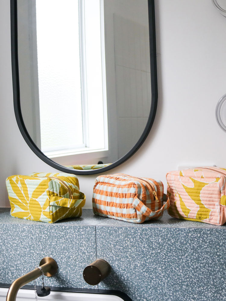 Honey Blue Seersucker Dopp Kit by Mosey Me