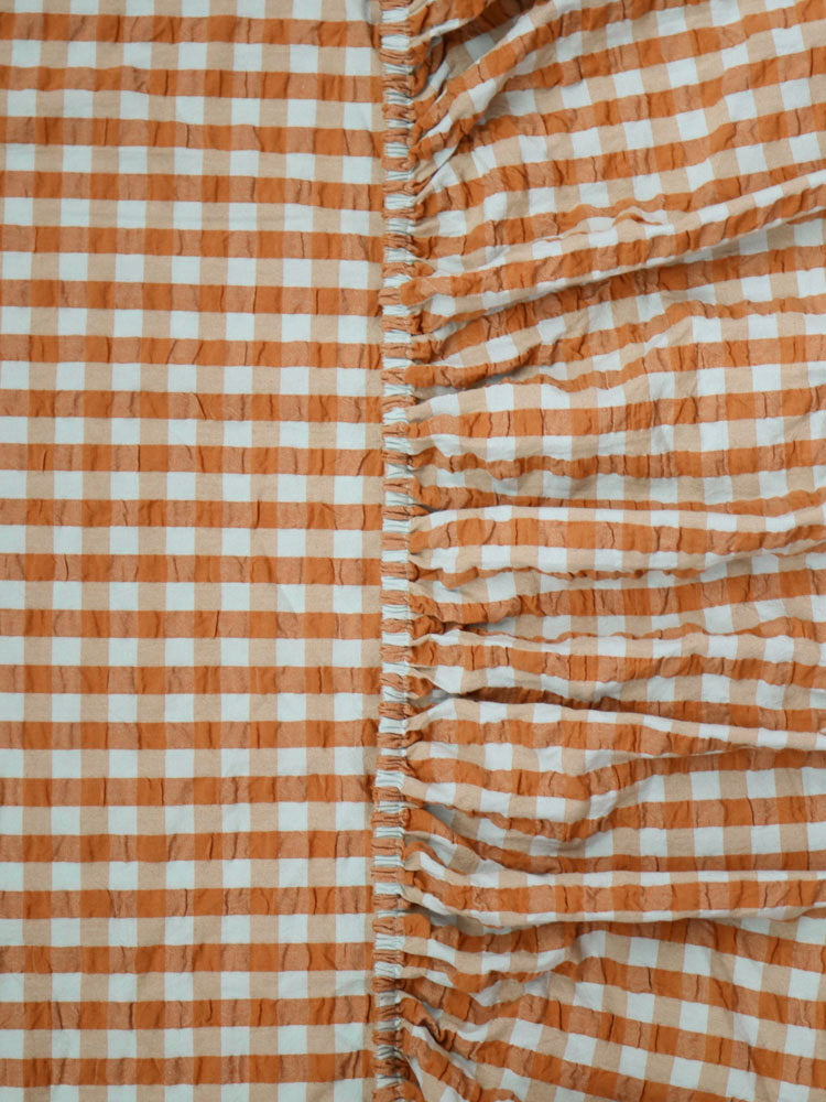 Honey Blue Seersucker Fitted Sheet by Mosey Me