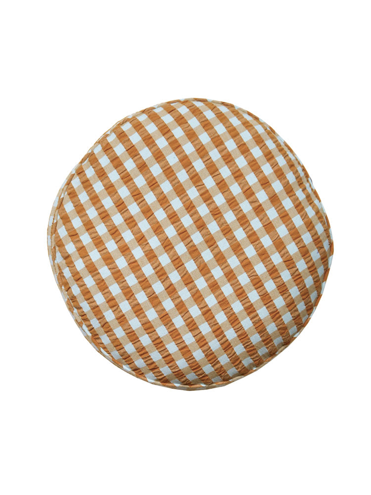 Honey Blue Seersucker Round Cushion by Mosey Me