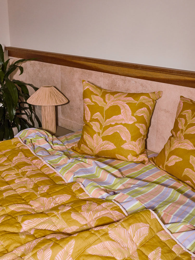 Meridian Gold Quilted Throw by Mosey Me