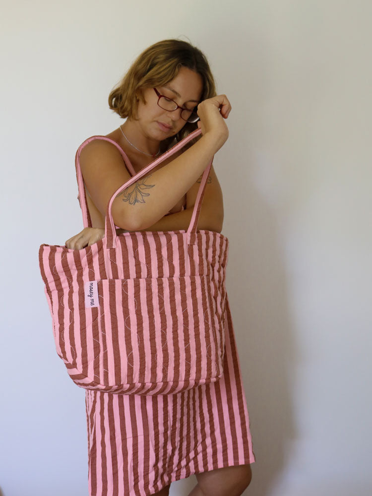 Sundae Seersucker Quilted Bag by Mosey Me