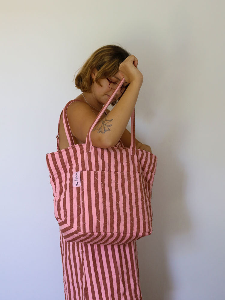 Sundae Seersucker Quilted Bag  by Mosey Me