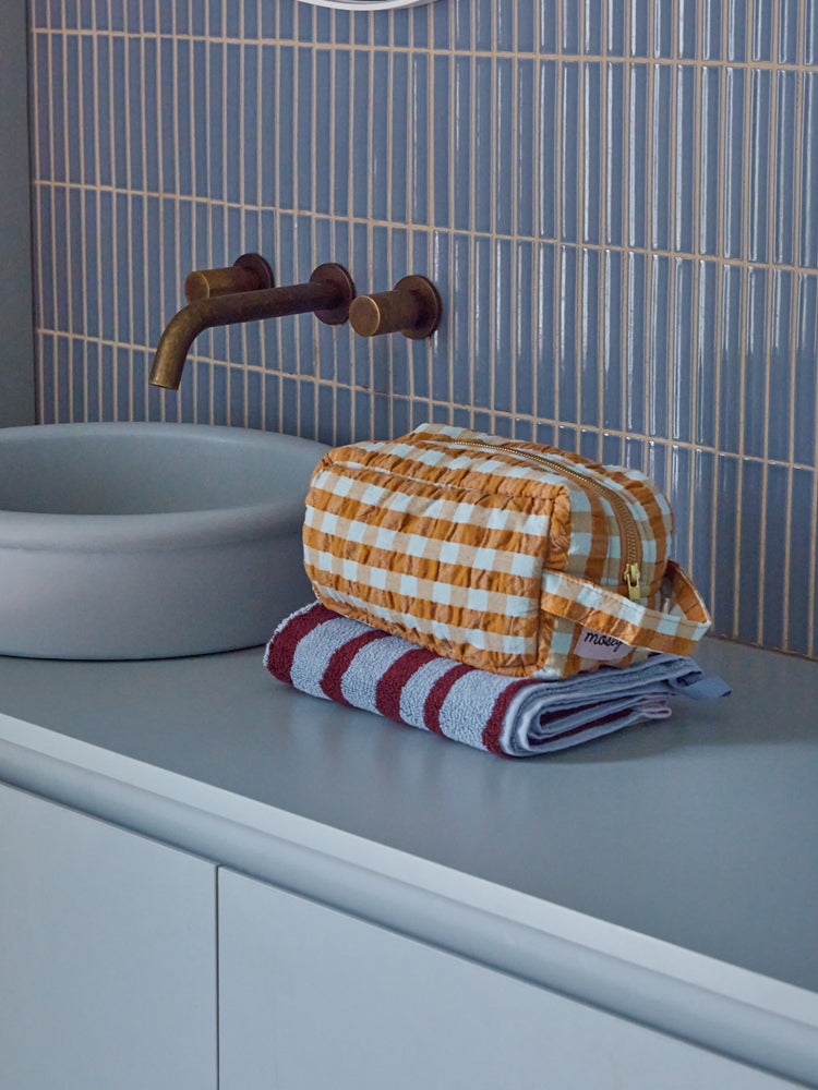 Honey Blue Seersucker Dopp Kit