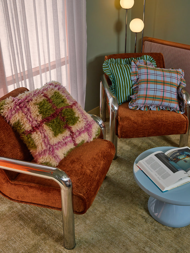 Plaid Shag Cushion