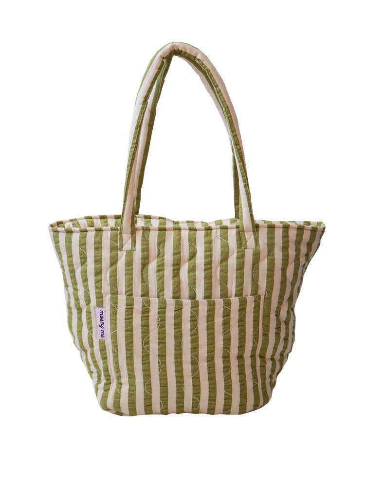 Seersucker Stripe Quilted Bag  by Mosey Me