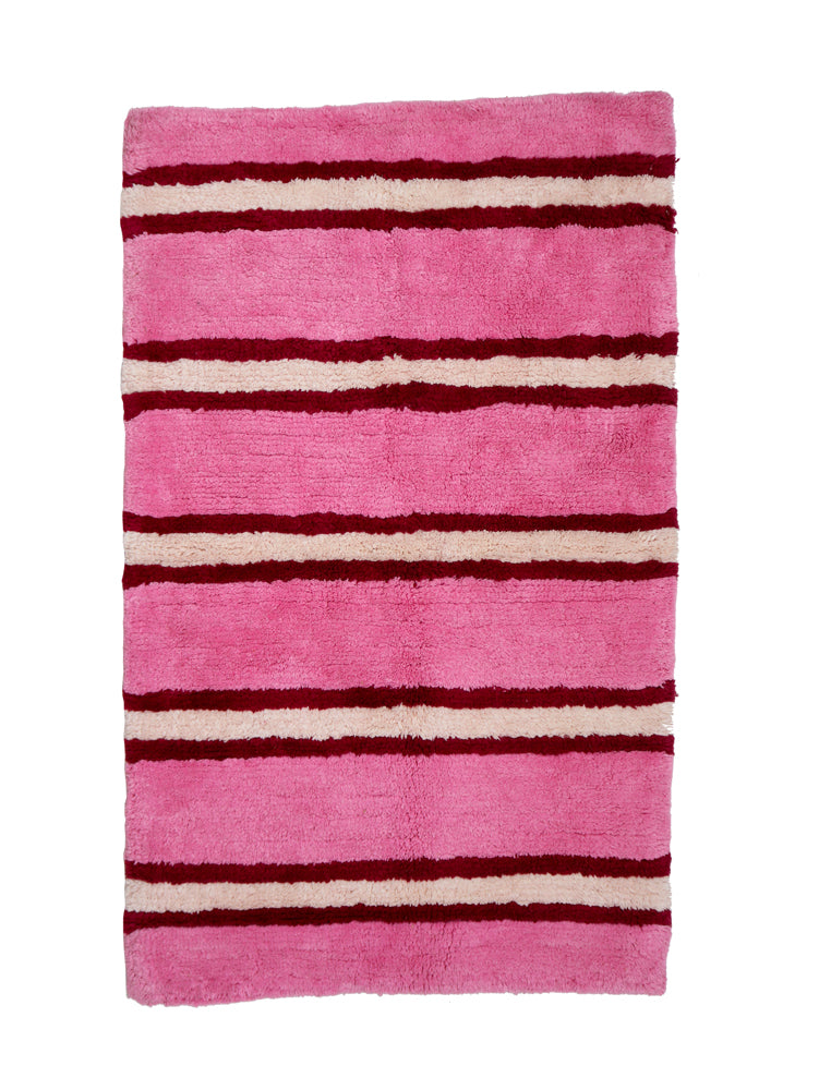 Raspberry Stripe Bath Mat by Mosey Me