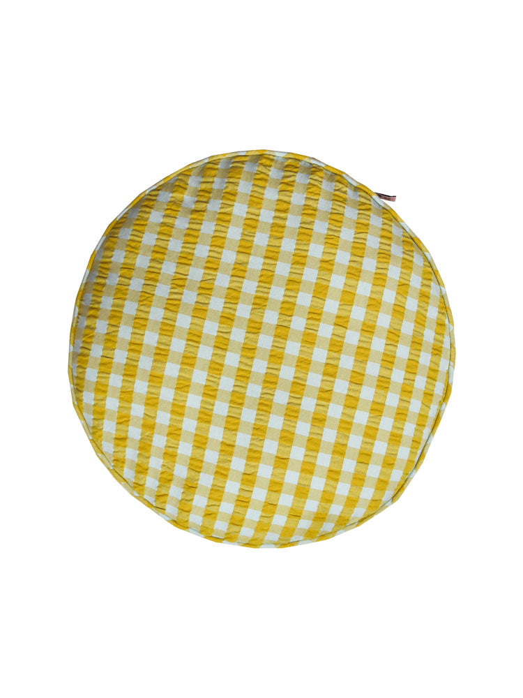 Citrus Seersucker Round Cushion by Mosey Me
