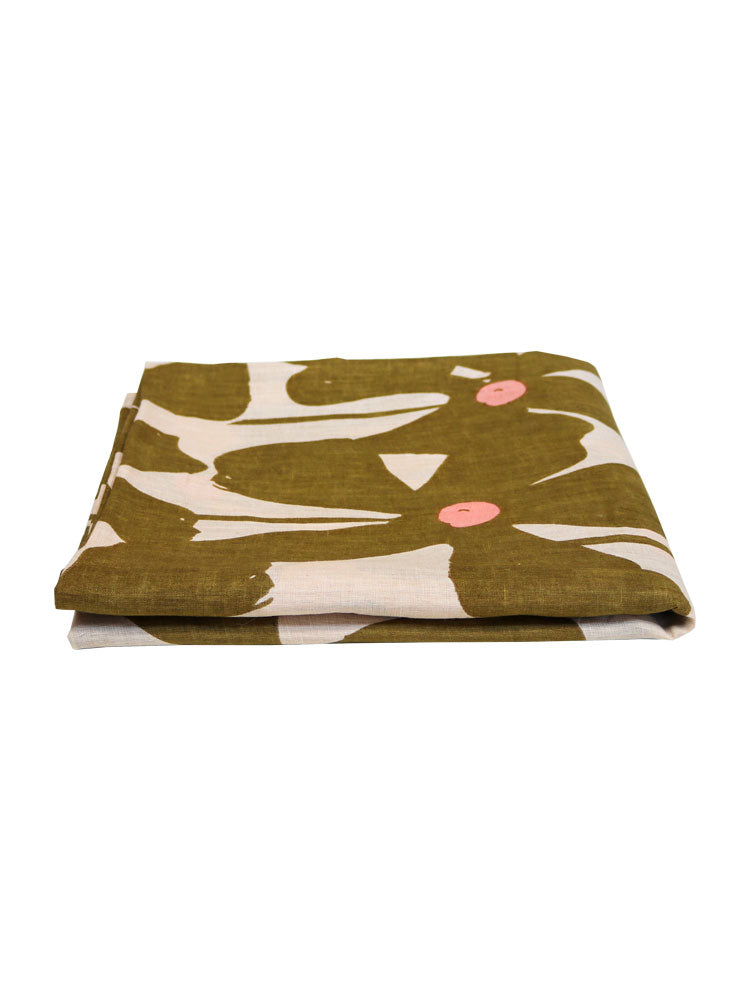 Olive Poppy Tablecloth by Mosey Me
