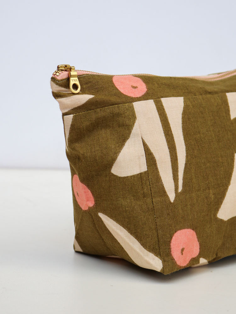 Olive Poppy Cosmetic Case by Mosey Me
