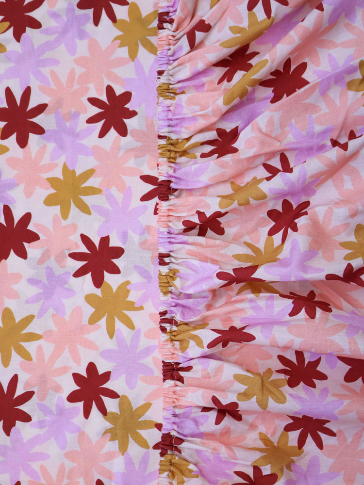 Peach Floral Fitted Sheet  by Mosey Me
