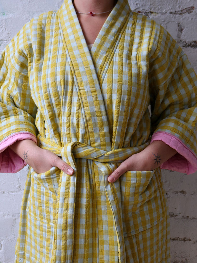 Citrus Seersucker Quilted Robe by Mosey Me