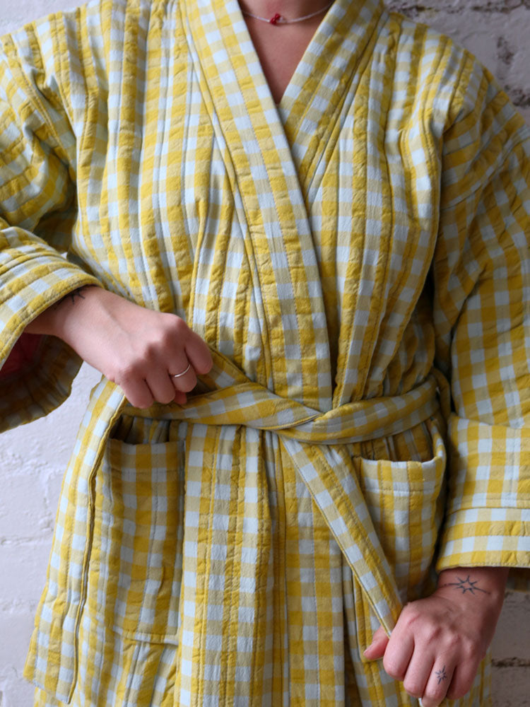 Citrus Seersucker Quilted Robe by Mosey Me