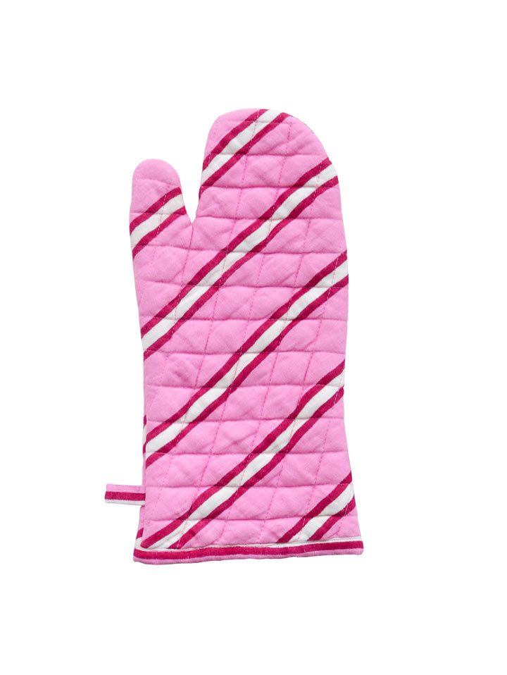 Mosey Me Pink Stripe Linen Oven Mitt