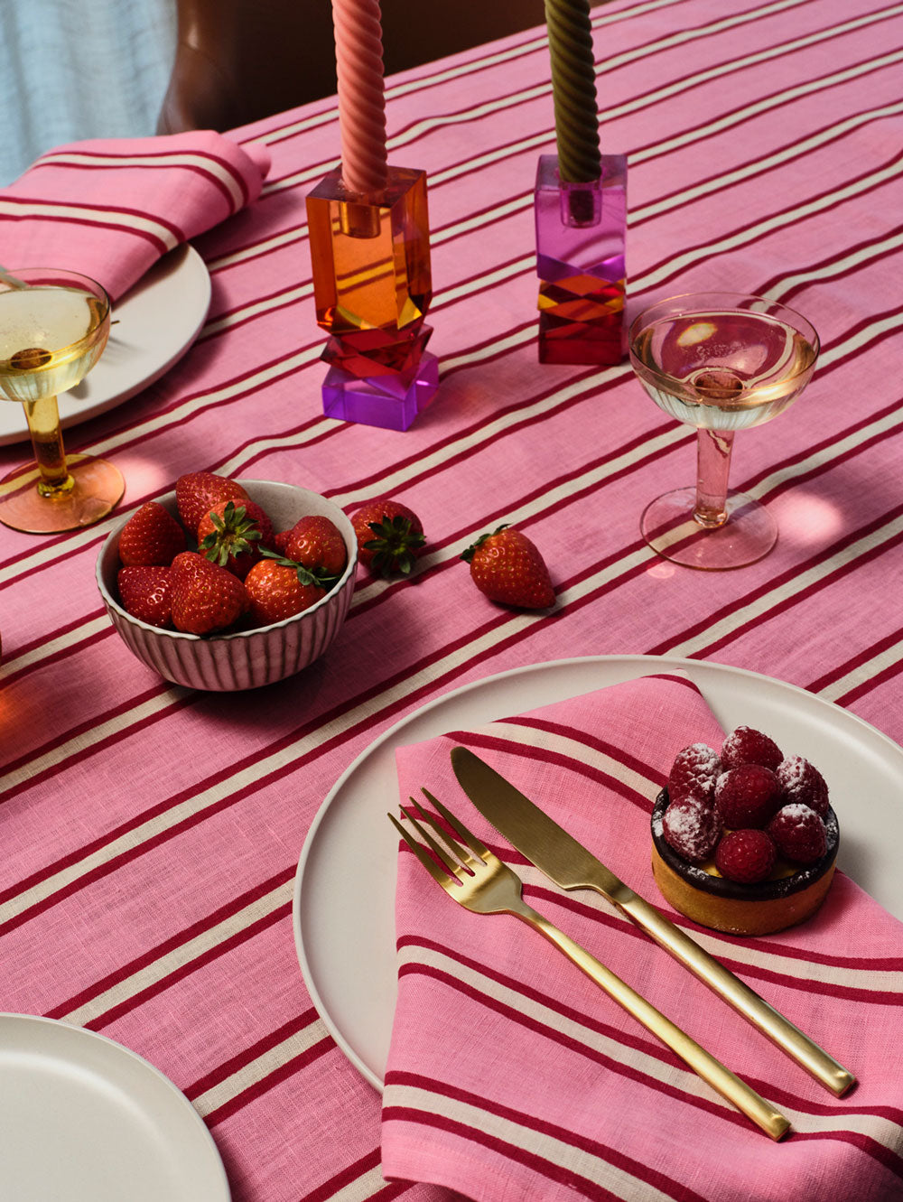 Mosey Me Pink Stripe Linen Napkin Set
