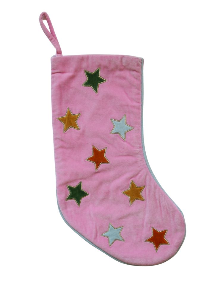 Velvet Star Stocking - pink