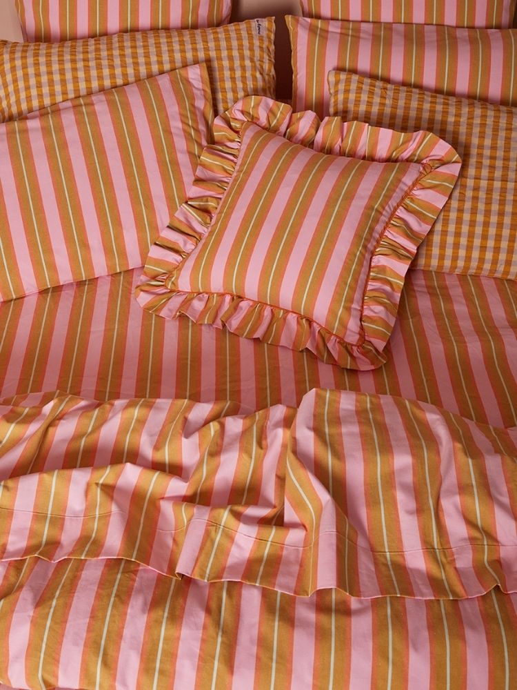 Sunrise Stripe Ruffle Cushion
