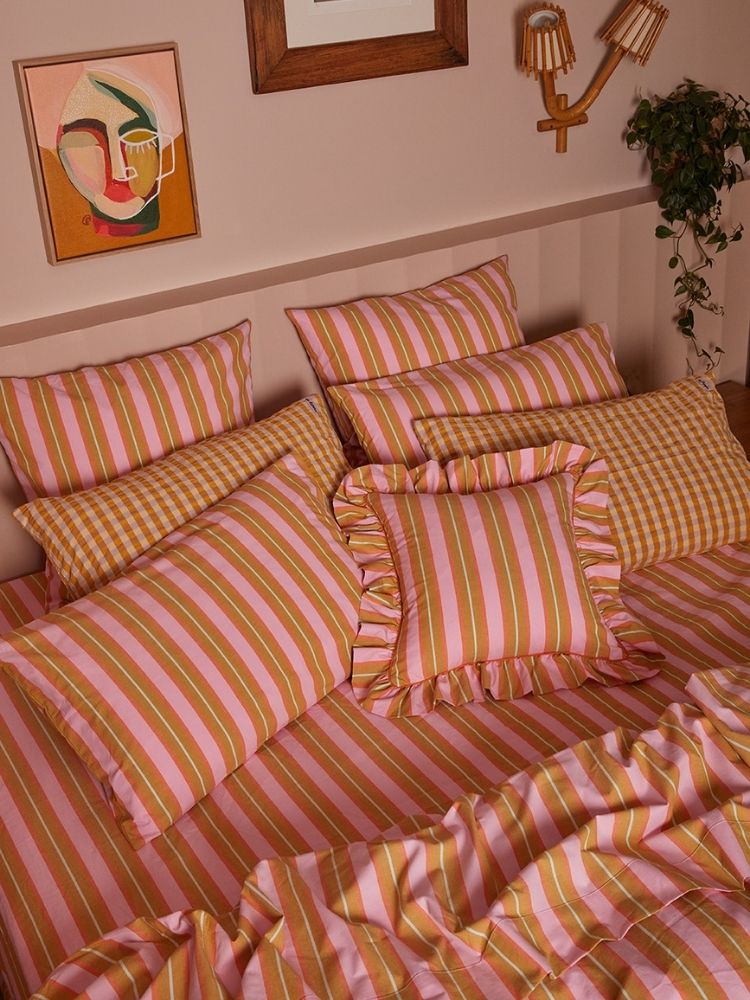 Sunrise Stripe Ruffle Cushion