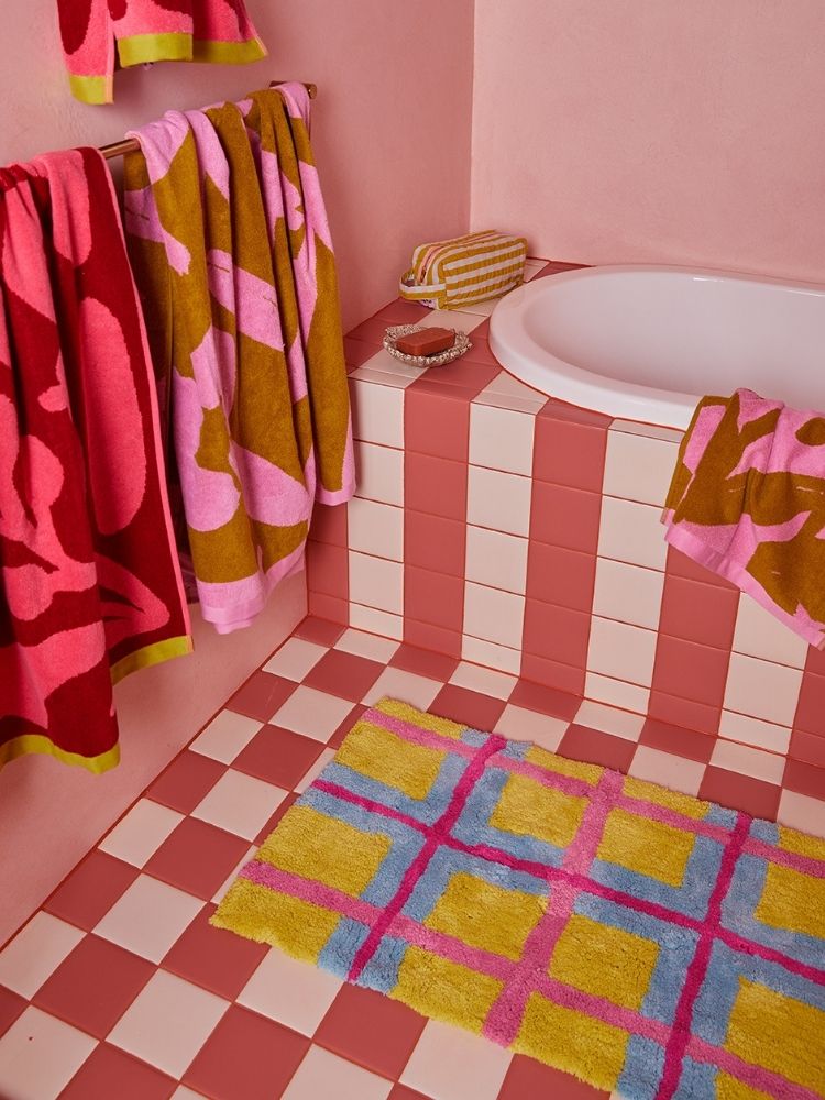 Pollen Plaid Bath Mat