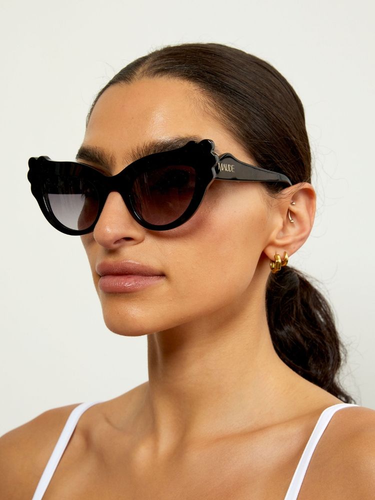 MAUDE X Mosey Me Posy Sunglasses in Black