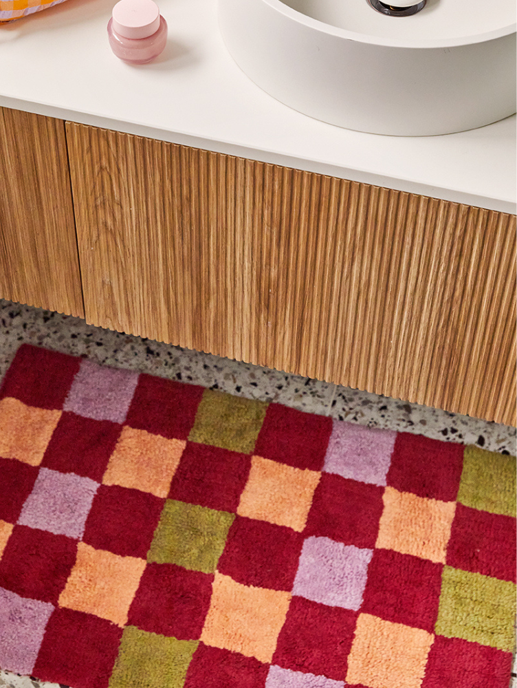 Winter Checkers Bath Mat
