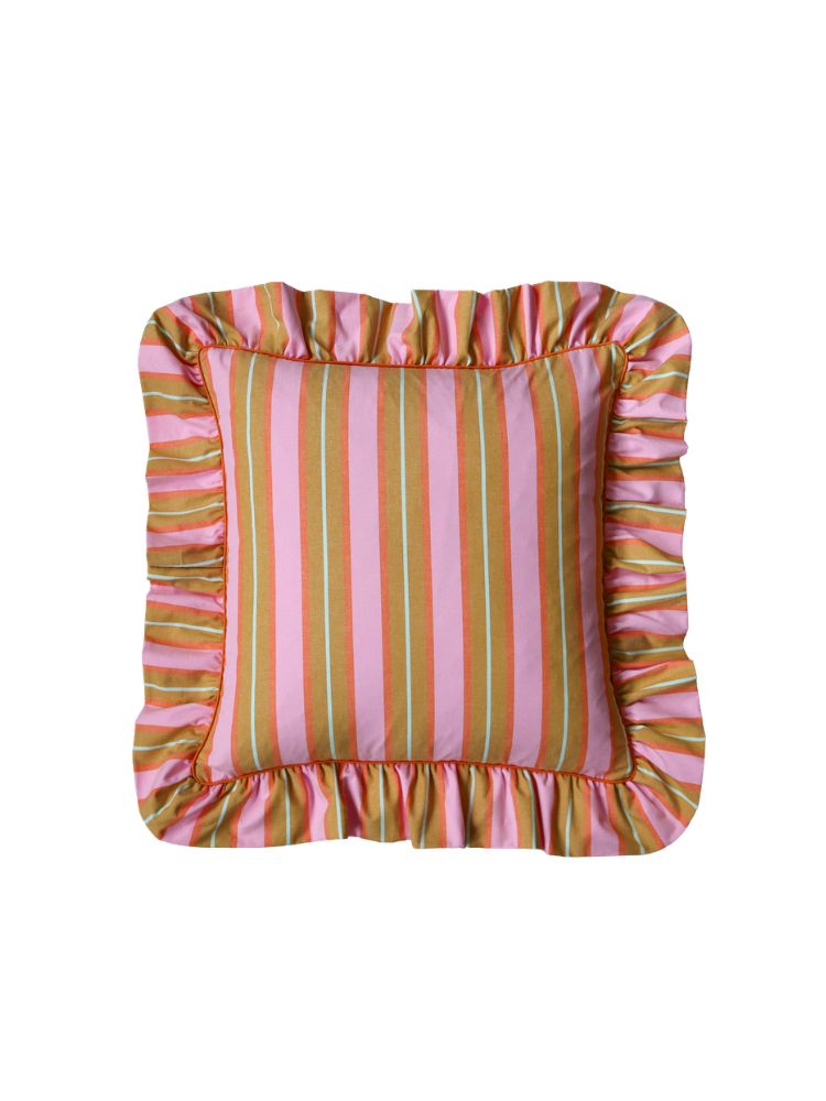 Sunrise Stripe Ruffle Cushion