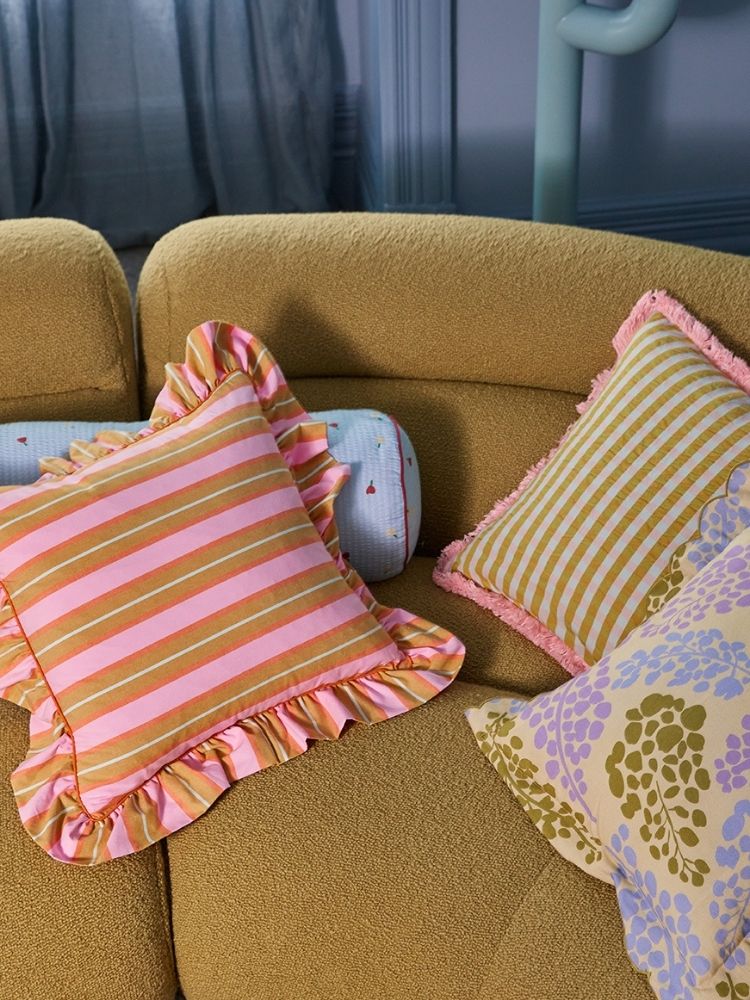 Sunrise Stripe Ruffle Cushion