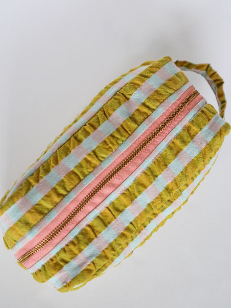 Pink Quartz Seersucker Dopp Kit
