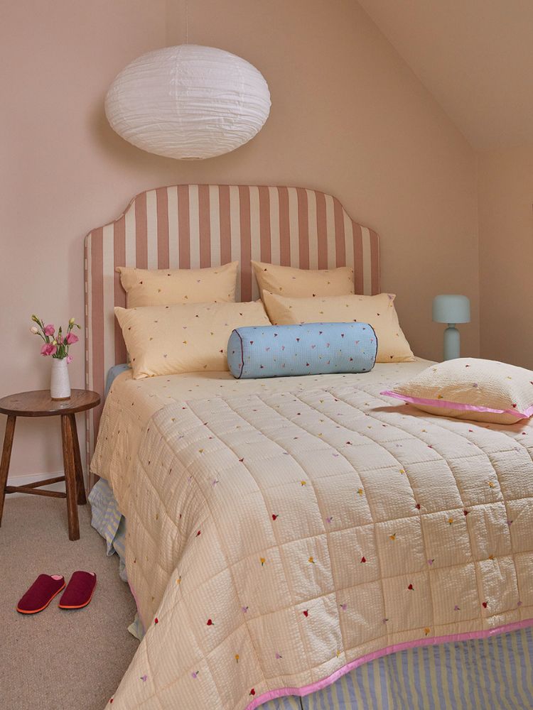 Forget Me Not Embroidered Quilted Throw