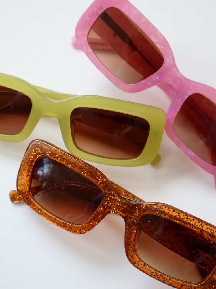 MAUDE X Mosey Me Bella Sunglasses in Bronze Glitter