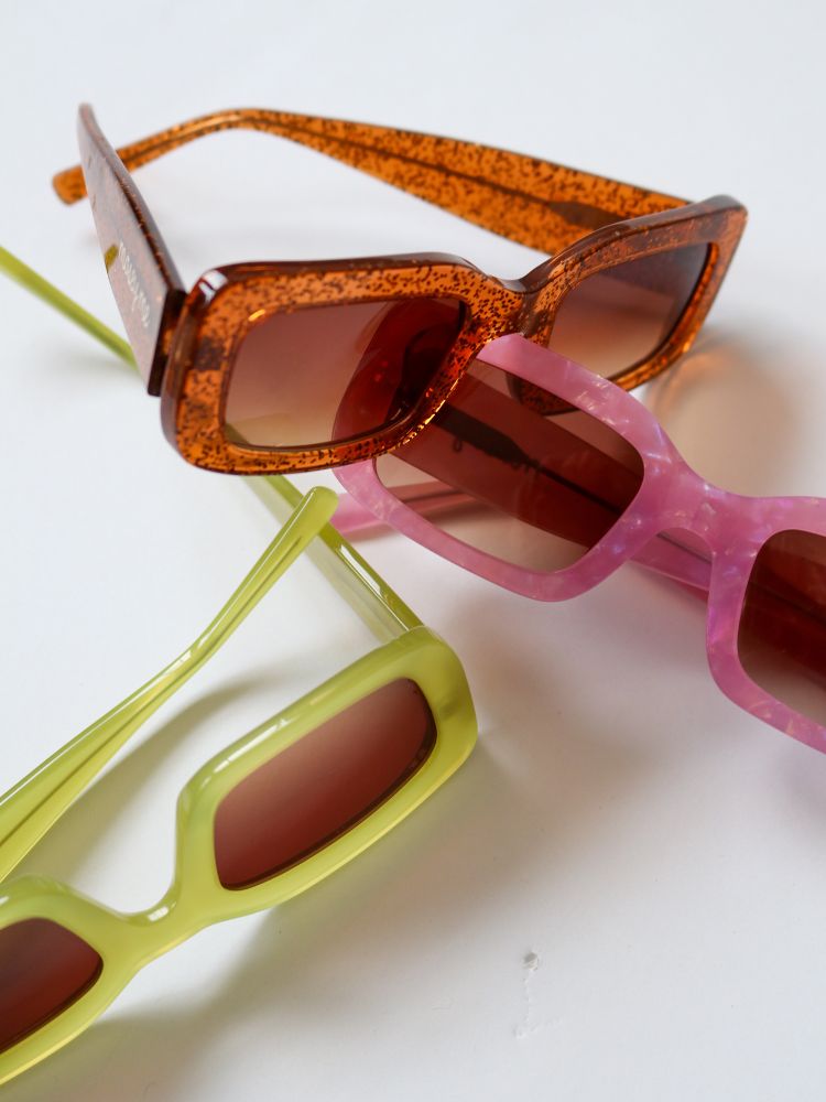 MAUDE X Mosey Me Bella Sunglasses in Bronze Glitter