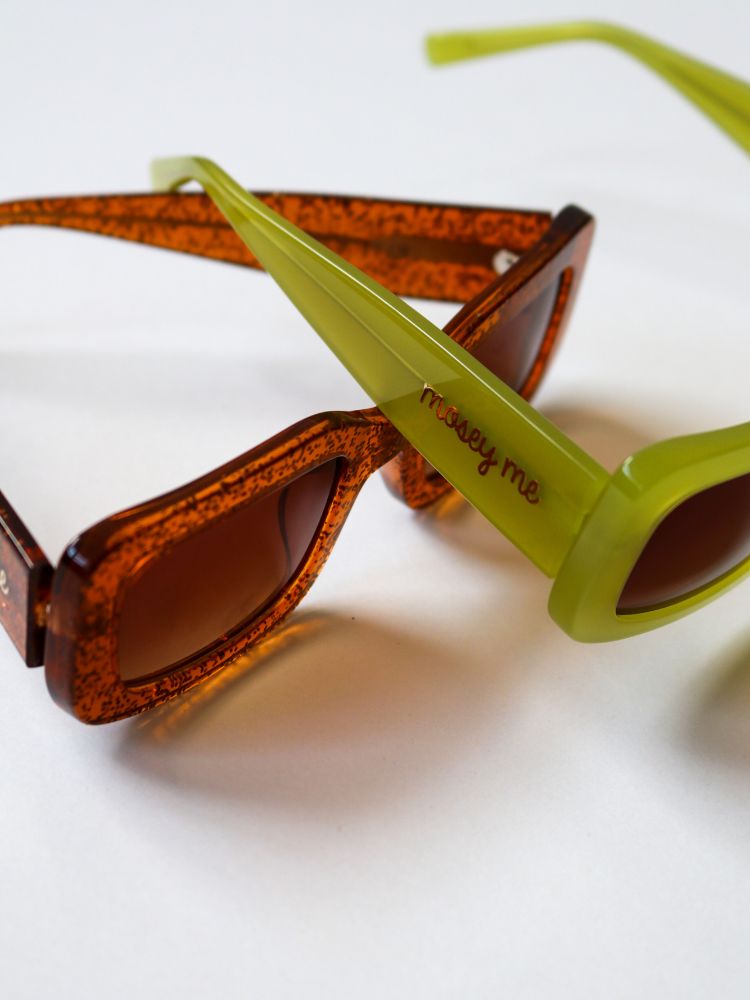 MAUDE X Mosey Me Bella Sunglasses in Bronze Glitter