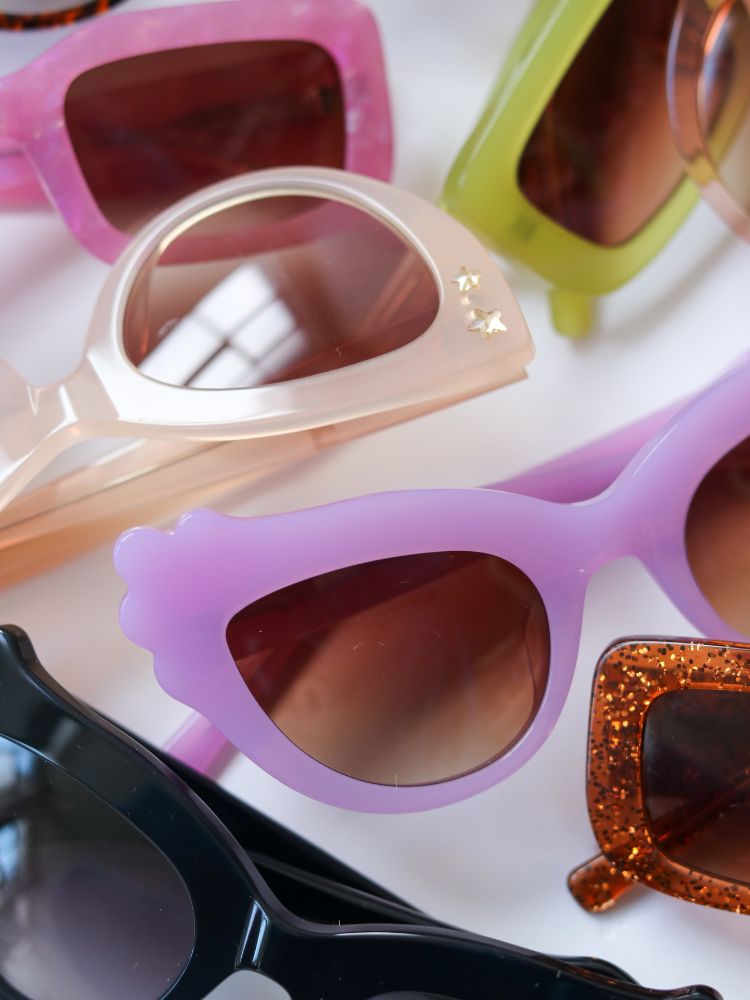 MAUDE X Mosey Me Posy Sunglasses in Nude