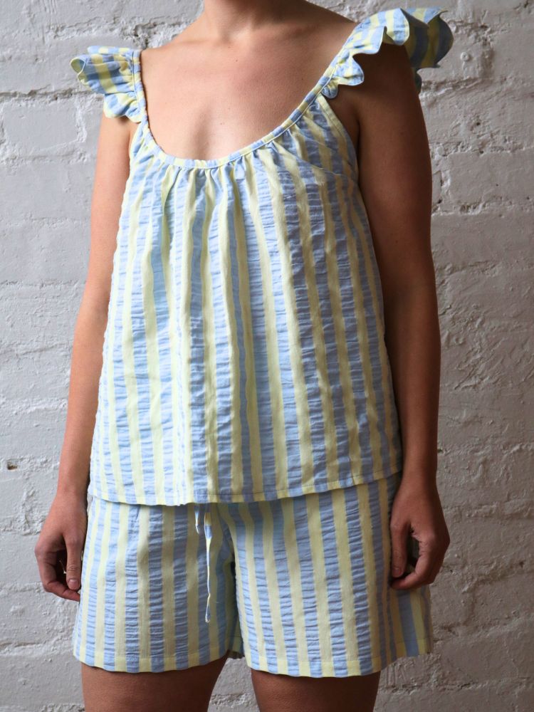 Butter Blue Seersucker Short Pyjama Set