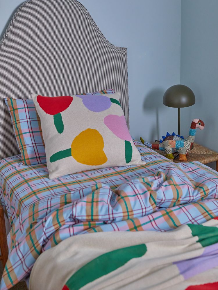 Forget Me Not Knitted Cushion