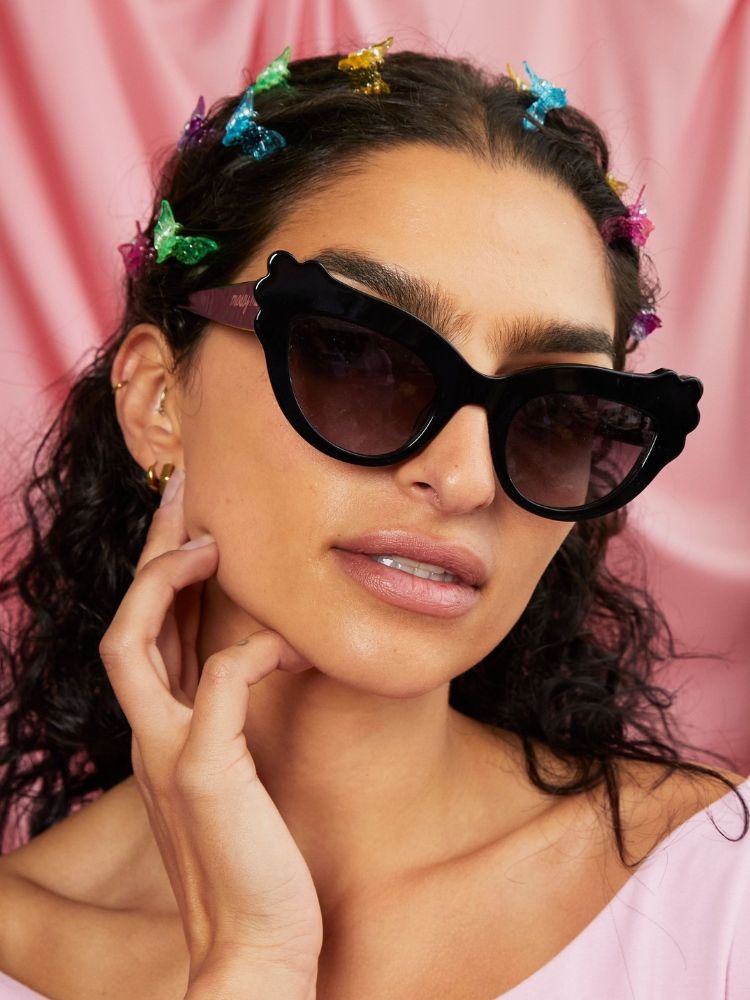MAUDE X Mosey Me Posy Sunglasses in Black