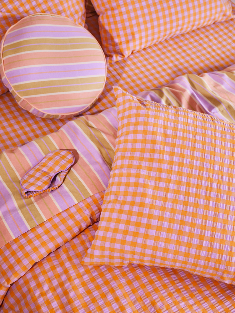 Kumquat Bloom Seersucker Flat Sheet  by Mosey Me