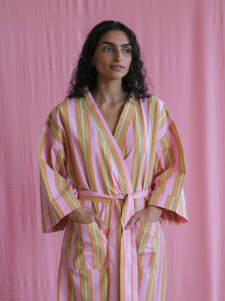Sunrise Stripe Short Robe