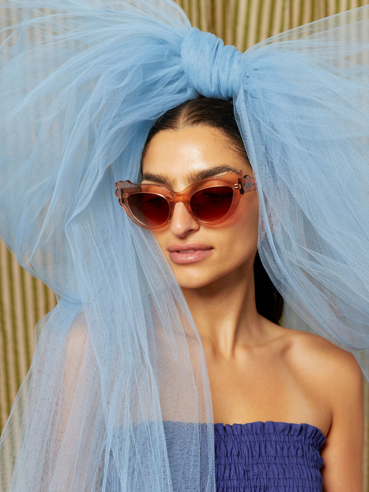 MAUDE X Mosey Me Posy Sunglasses in Nude