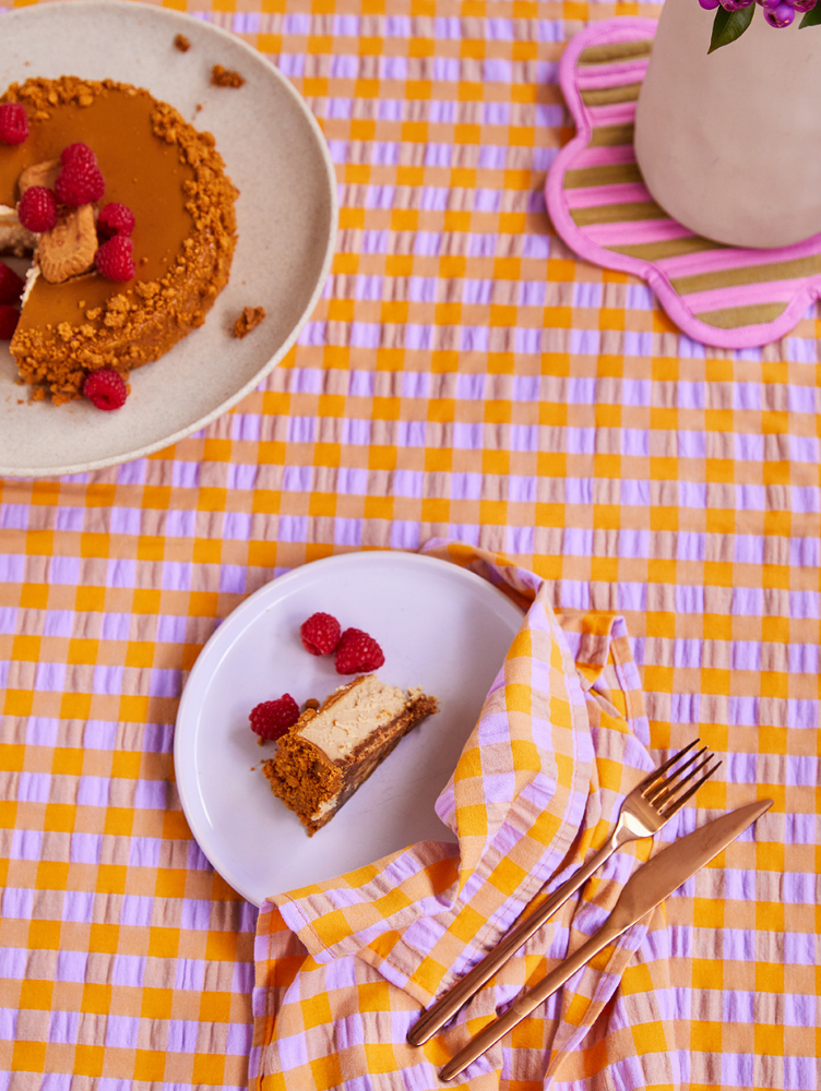 Kumquat Bloom Seersucker Tablecloth  by Mosey Me