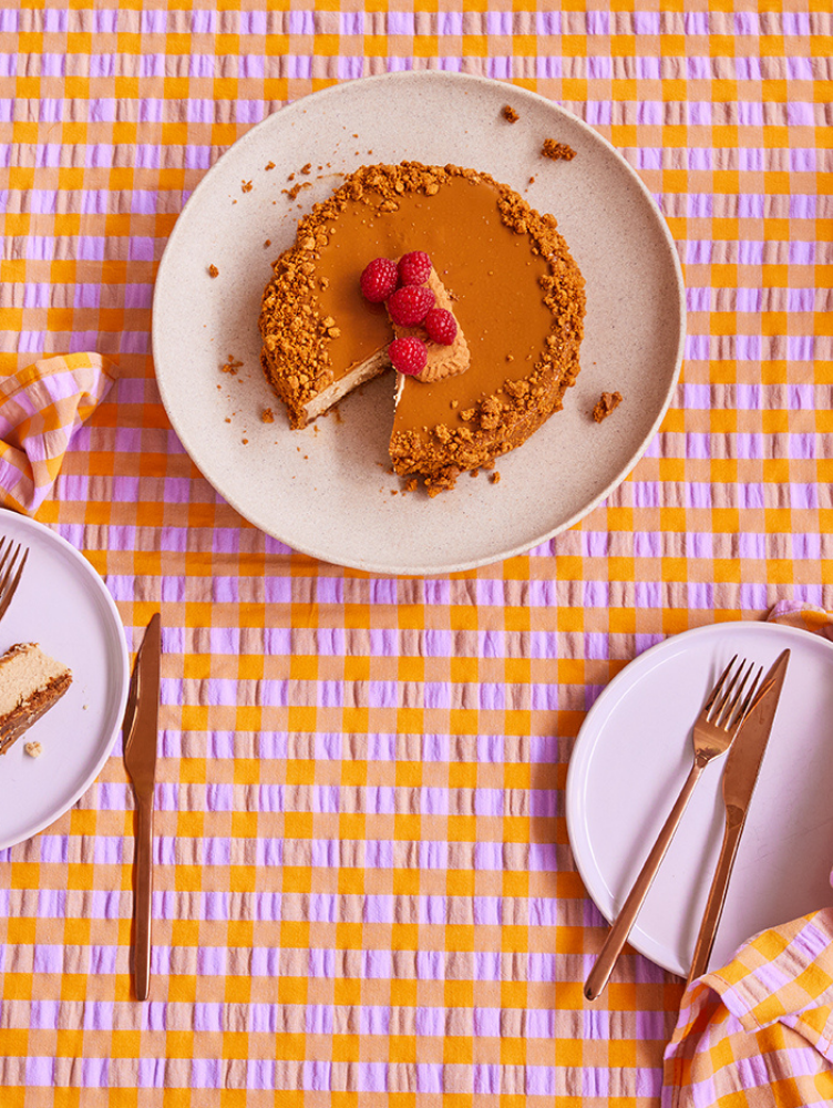 Kumquat Bloom Seersucker Square Tablecloth  by Mosey Me