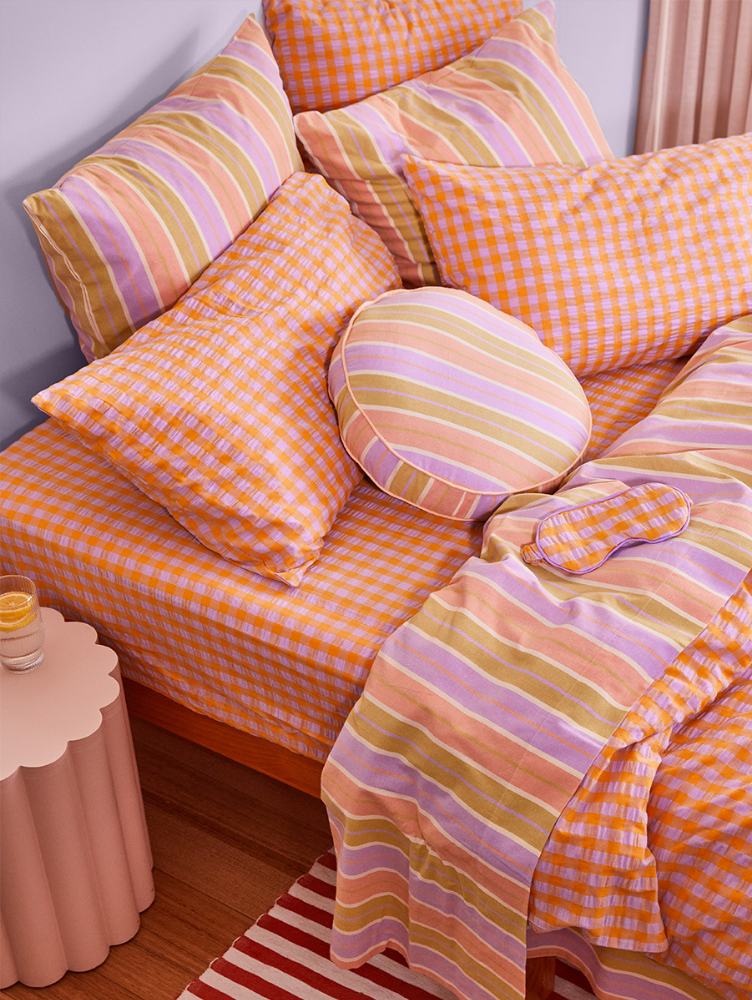 Kumquat Bloom Seersucker Flat Sheet  by Mosey Me