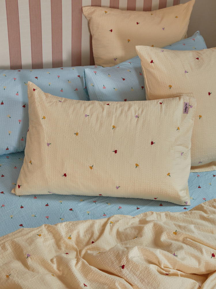 Forget Me Not Embroidered Standard Pillowcase Set