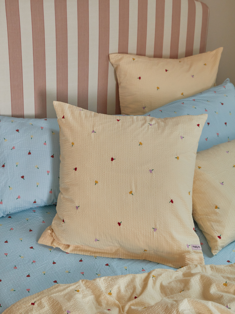 Forget Me Not Embroidered Euro Pillowcase Set