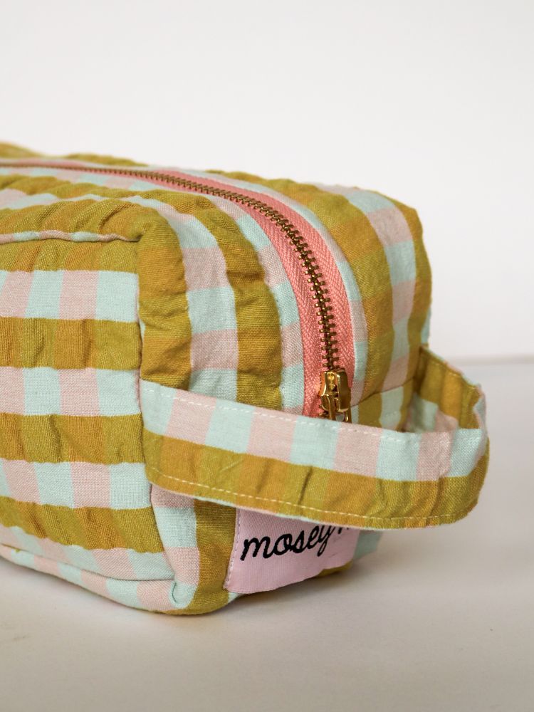Pink Quartz Seersucker Dopp Kit