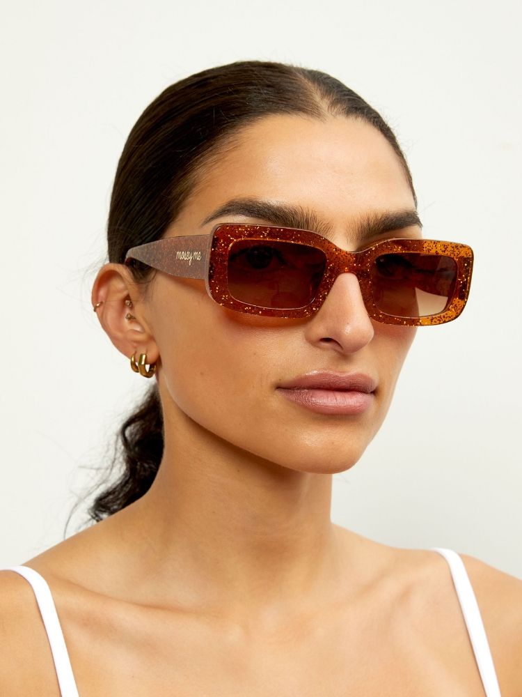 MAUDE X Mosey Me Bella Sunglasses in Bronze Glitter