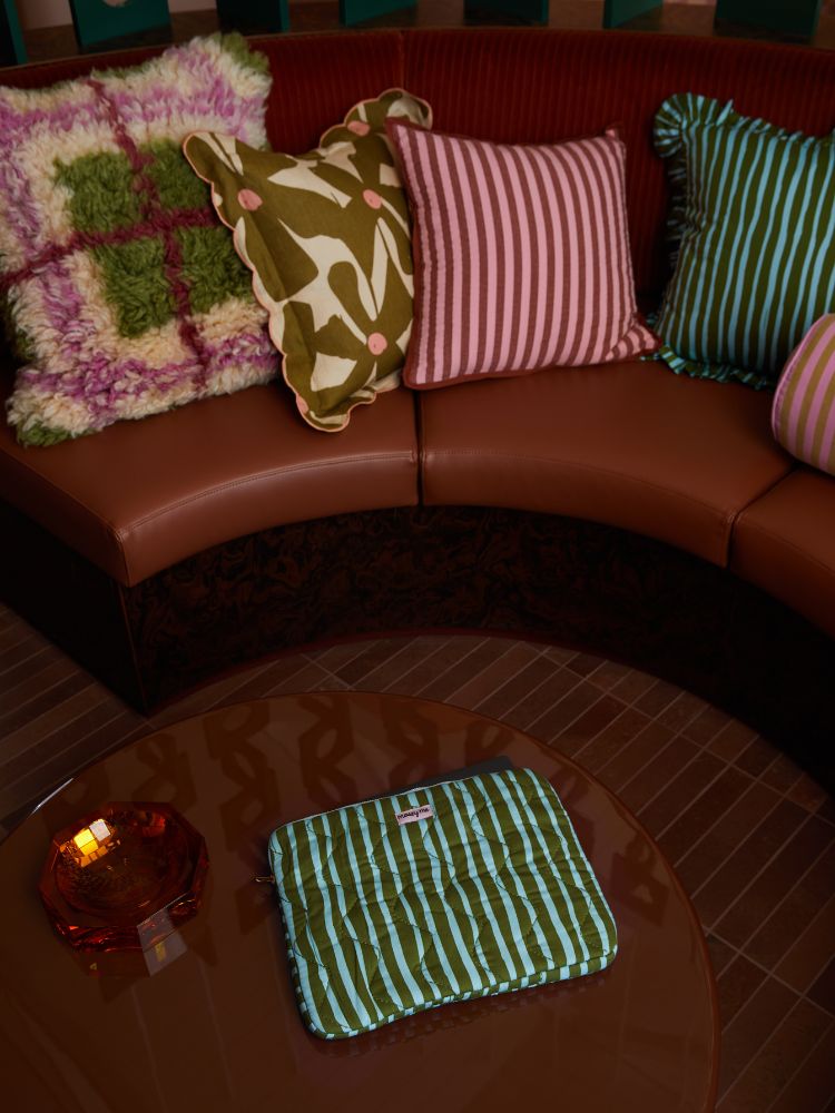 Sundae Seersucker Square Cushion